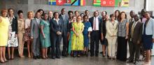 Representatives from the Empowering Women In Africa (EWA) Initiative (the African Capacity Building Foundation, Femmes Afrique Solidarité, GIMAC), the IFC and the AfDB, at a EWA-AFAWA technical session at the AfDB Headquarters in Abidjan. September 1st, 2016